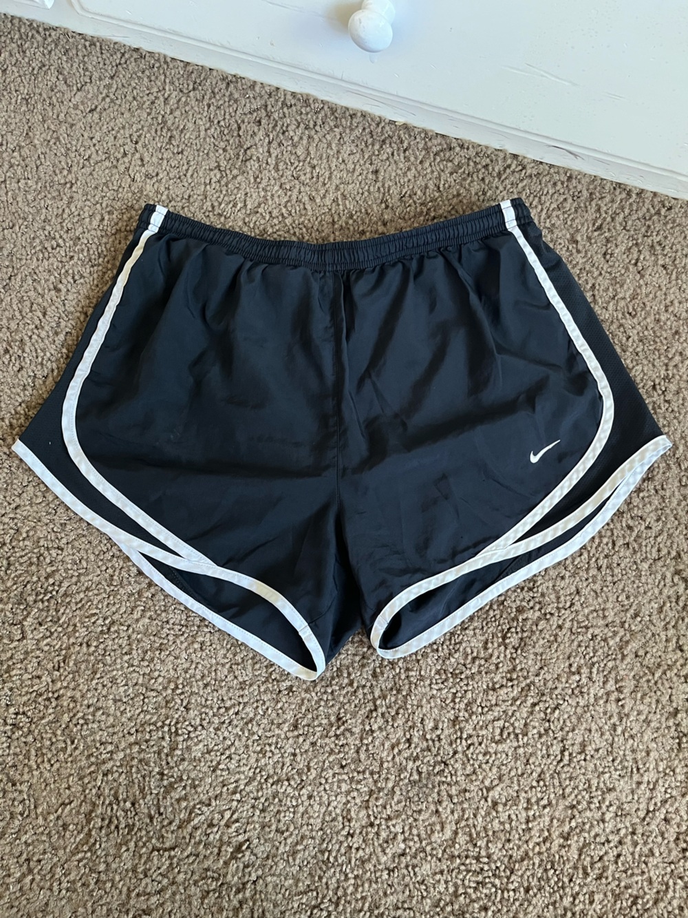 Nike Black Athletic Shorts with White Piping